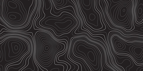 A minimalist, abstract background featuring a topographical map pattern. Thin, flowing contour lines in shades of light grey and white undulate across a dark, solid grey or black canvas.