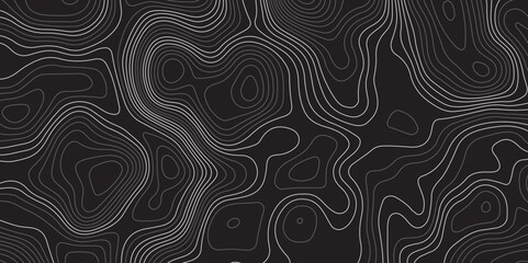 A minimalist, abstract background featuring a topographical map pattern. Thin, flowing contour lines in shades of light grey and white undulate across a dark, solid grey or black canvas.