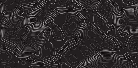 A minimalist, abstract background featuring a topographical map pattern. Thin, flowing contour lines in shades of light grey and white undulate across a dark, solid grey or black canvas.