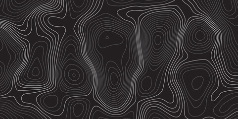 A minimalist, abstract background featuring a topographical map pattern. Thin, flowing contour lines in shades of light grey and white undulate across a dark, solid grey or black canvas.