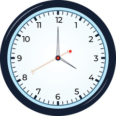 Round Wall Quartz Clock Vector &ndash; Classic Timepiece Illustration for Home Decor, Office Use, Punctuality, and Time Management Designs"