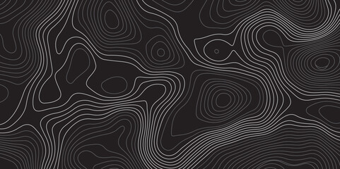 A minimalist, abstract background featuring a topographical map pattern. Thin, flowing contour lines in shades of light grey and white undulate across a dark, solid grey or black canvas.
