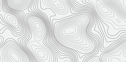 Fototapeta premium A seamless, minimalist background featuring abstract topographic contour lines in soft greys over a clean white canvas. The undulating,wavy lines form organic,layered shapes resembling elevation maps.