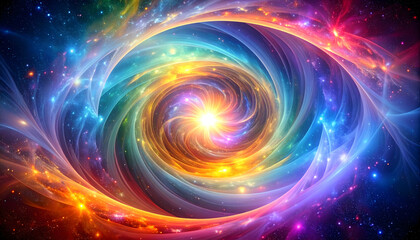 Cosmic swirl with nebula, and space art.