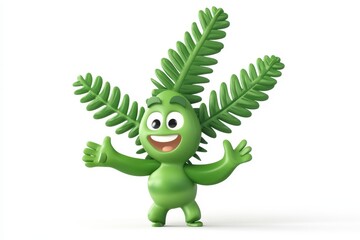 Fototapeta premium Christmas Fern isolated in 3d cartoon character on white background