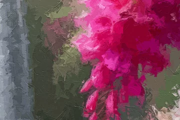 Gordijnen Bordeaux Various oil paintings, flowers, landscapes, waterfalls, forests, squirrels, animals, roses, peonies, flying birds  © Zhang