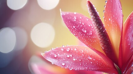 Fototapeta premium Nature's beauty captured in flower petal covered with water high resolution picture