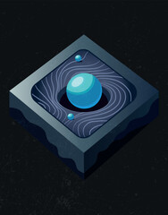 Futuristic 3D Blue Orb on Dark Abstract Platform