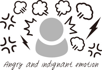 怒りや不満のイメージ。イライラした気持ちやストレスを感じた感情の手書きの線のアイコンセット
Angry and frustrated images. Hand drawn line icon set of frustrated and stressed emotions