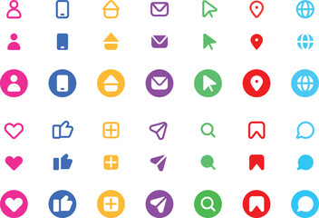 A collection of popular social media icons in colorful and monochrome styles, including Facebook, Instagram, TikTok, YouTube, Discord, WhatsApp, Telegram, Snapchat, LinkedIn, and more.