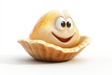 Clams isolated in 3d cartoon character on white background