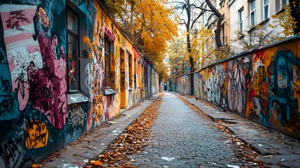 Fototapeta premium Graffiti wall in the street art district