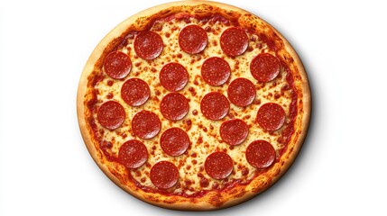 Pizza Margherita top view isolated on white