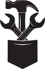 A collection of construction tools, including a hammer and nail icon set, against a white background for home improvement or repair