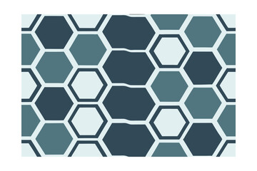 Geometric hexagon pattern in shades blue teal with outlines on a vector