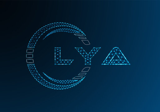 LYA low poly letter logo vector design. LYA lower poly logo design. Low poly logo.