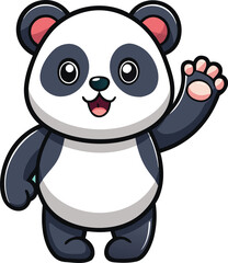 Naklejka premium Adorable Baby Panda Waving One Paw