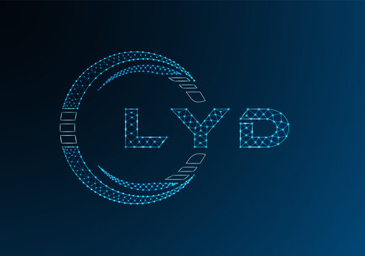 LYD low poly letter logo vector design. LYD lower poly logo design. Low poly logo.