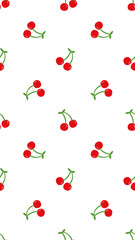 Seamless red cherry pattern design, flat cherry pattern template vector.