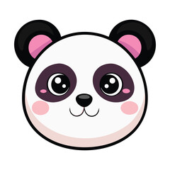 Adorable Panda Face with Cute Eyes and Blush