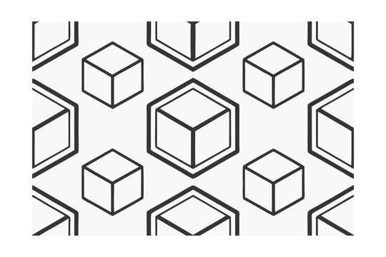 Geometric pattern cubes hexagonal frames on a light gray vector