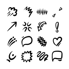 Expression Stroke Comic Doodle Icons Collection
