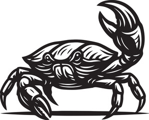 Powerful Crab Illustration Vintage Style Black and White Vector Graphic