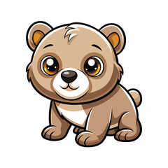 Fototapeta premium Baby Bear Crawling with Big Shiny Kawaii Eyes