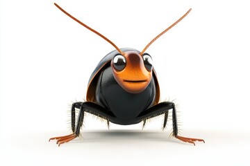 Cockroach isolated in 3d cartoon character on white background