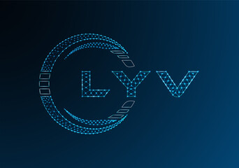 LYV low poly letter logo vector design. LYV lower poly logo design. Low poly logo.