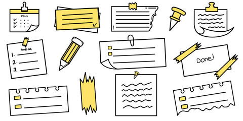 Hand drawn bullet journal elements set, stickers, planner labels. Cute minimalist doodle design. Bullet journal vector illustration for diary, journaling and notes decoration.