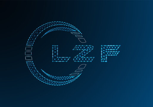 LZF low poly letter logo vector design. LZF lower poly logo design. Low poly logo.