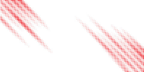 Bold Red Halftone Pattern with Dotted Diagonal Lines on Clean White Layout.