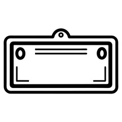 vector illustration of a black License plate  icon