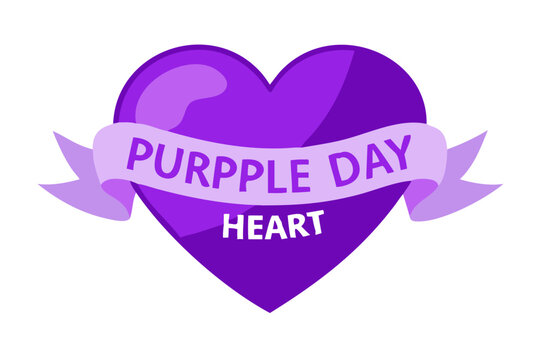 Purple day heart with banner celebrating epilepsy awareness and support