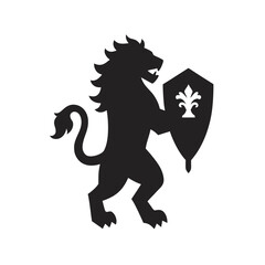 Lion Holding Shield Wearing Crown