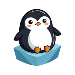 Obraz premium Chubby Penguin Sitting on Ice Block Blushing