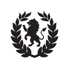 Royal Lion Shield Laurel Silhouette