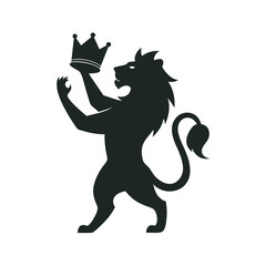 Fototapeta premium Lion Lifting Royal Crown In Silhouette