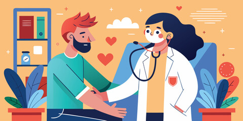 Obraz premium Doctor checking patient's health in a cozy clinic setting with a welcoming atmosphere