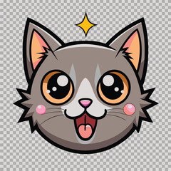 Fototapeta premium Cute Cat Face with Sparkly Eyes and Tongue