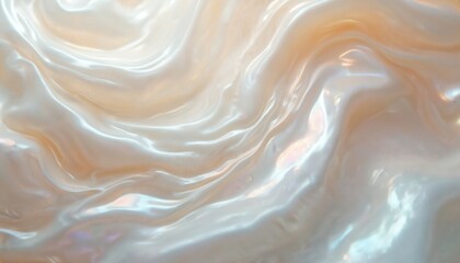 Close-up of mother-of-pearl surface with swirling patterns. Features iridescent colors, natural shell texture, soft, luminous shine. Ideal for luxury backgrounds, jewelry design, decorative wallpaper.