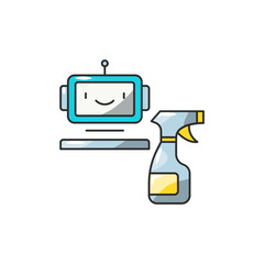 Sanitize Bot Icon, Hospital Disinfection Drone UV.