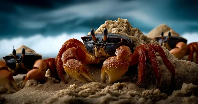 Crabs Build Sandcastle Comically