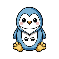 Cute Penguin in Hoodie with Paw Prints Sitting