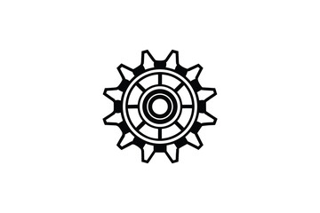 Isolated Gear Icon on White Background Simple Black and White Design