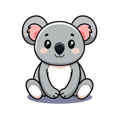 Fototapeta premium Cute Sitting Koala Crossed Legs and Blushing Cheeks