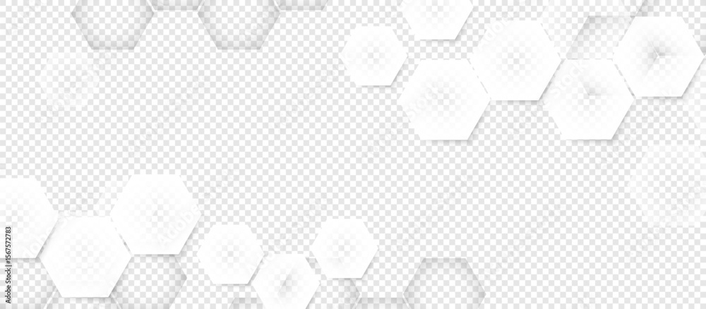 Aufkleber abstract white transparent geometric hexagon pattern background. healthcare and technology concept. 