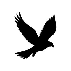 Obraz premium Dynamic Black Silhouette Hawk Diving Powerful Bird of Prey Design