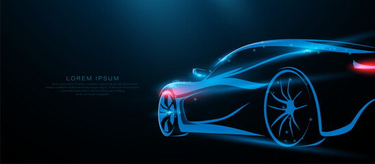 Sports car fast motion. Low angle side view. Sports car vehicle silhouette. Vector illustration